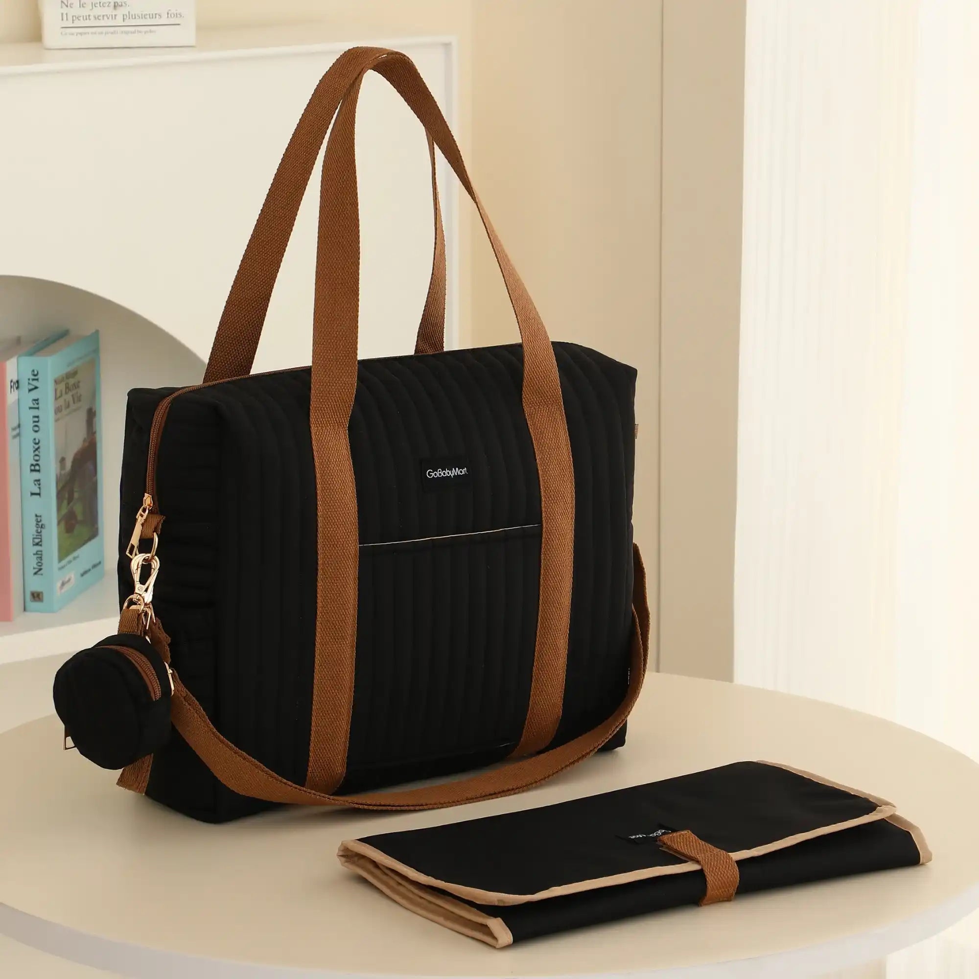 GoBabyMart Plain Quilted Diaper Bag Tote - GoBabyMart