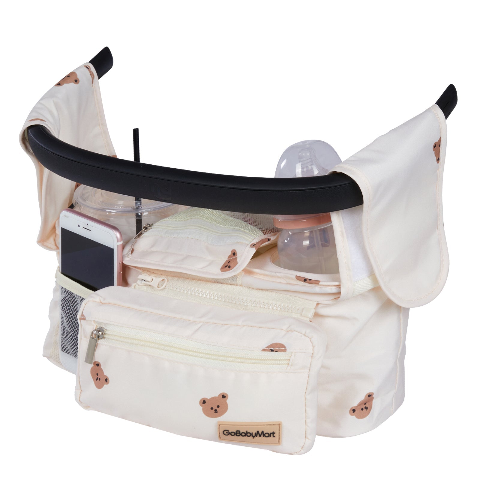 GOBABYMART Universal Stroller Organizer with Insulated Cup Holder & Detachable Bag - GoBabyMart