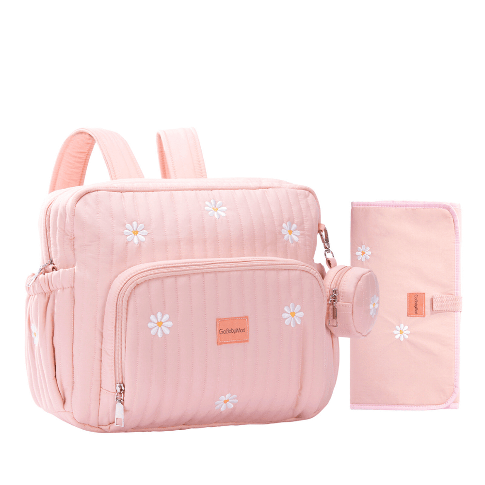 GoBaby Convertible Diaper Backpack - GoBabyMart #Color_Pink - Flowers
