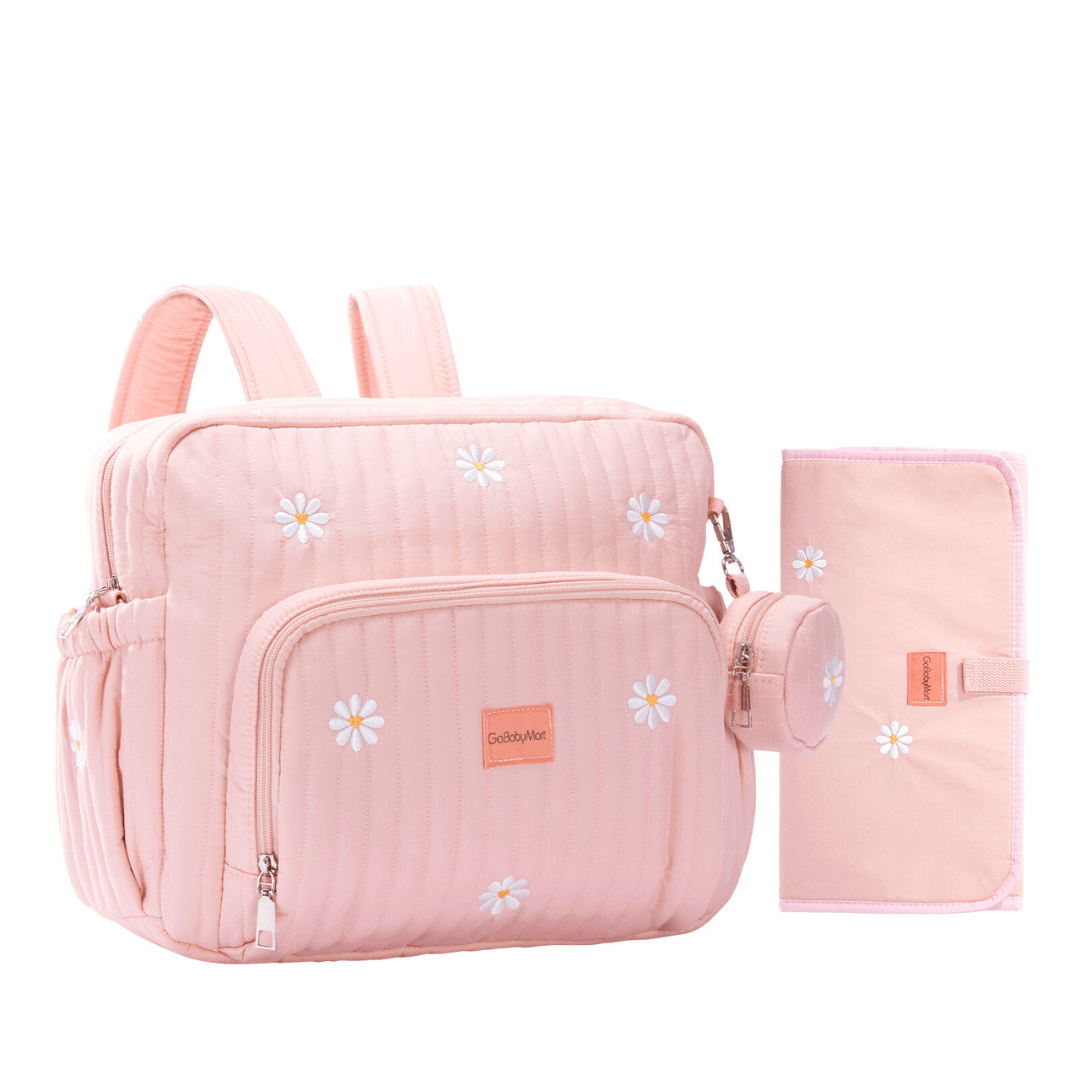 GoBaby Convertible Diaper Backpack - GoBabyMart #Color_Pink - Flowers