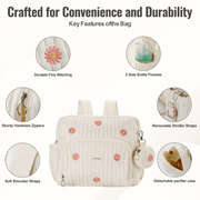 GoBaby Convertible Diaper Backpack - GoBabyMart #Color_Beige - Flowers