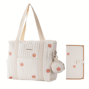 GoBaby Multifunctional Diaper Bag Tote - GoBabyMart #Color_Beige Flowers