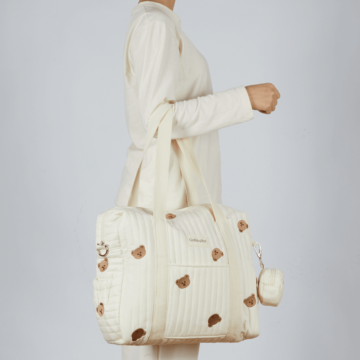 GoBaby Multifunctional Diaper Bag Tote - GoBabyMart #Color_Beige Bears