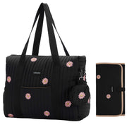 GoBaby Multifunctional Diaper Bag Tote - GoBabyMart #Color_Black Flowers