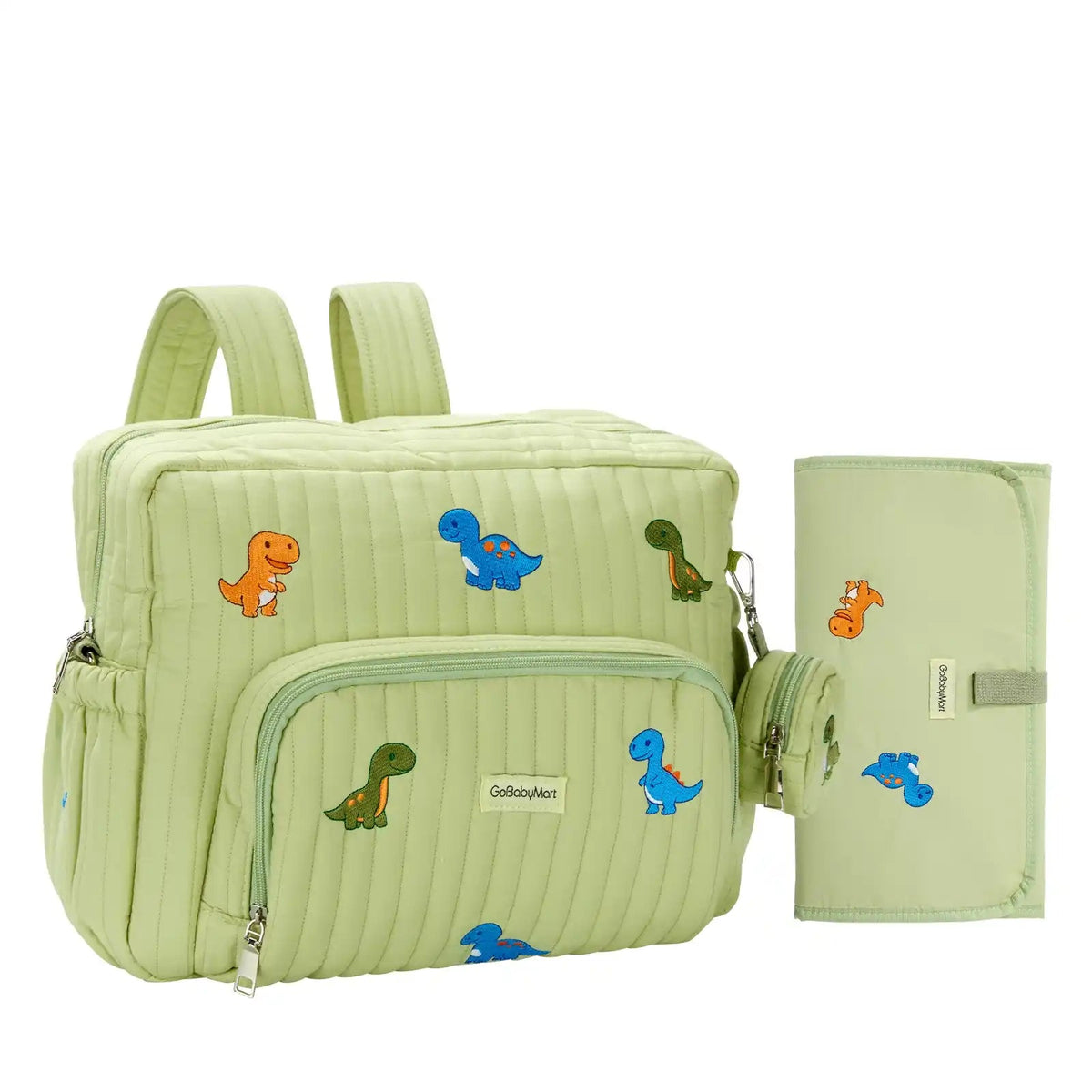 GoBabyMart Convertible Diaper Bag Backpack - GoBabyMart #Color_Green - Dinosaurs