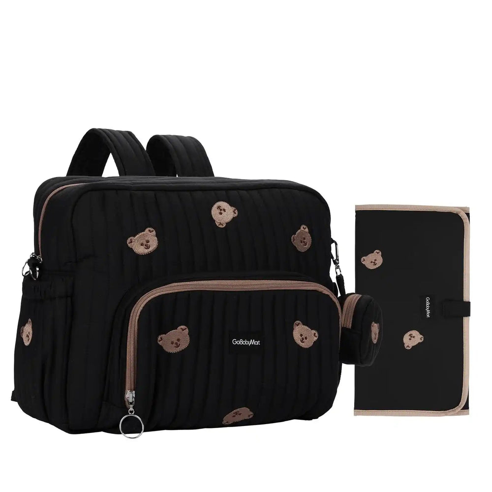 GoBabyMart Convertible Diaper Bag Backpack - GoBabyMart #Color_Black - Bears