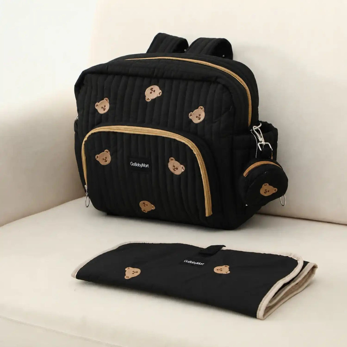 GoBabyMart Convertible Diaper Bag Backpack - GoBabyMart #Color_Black - Bears