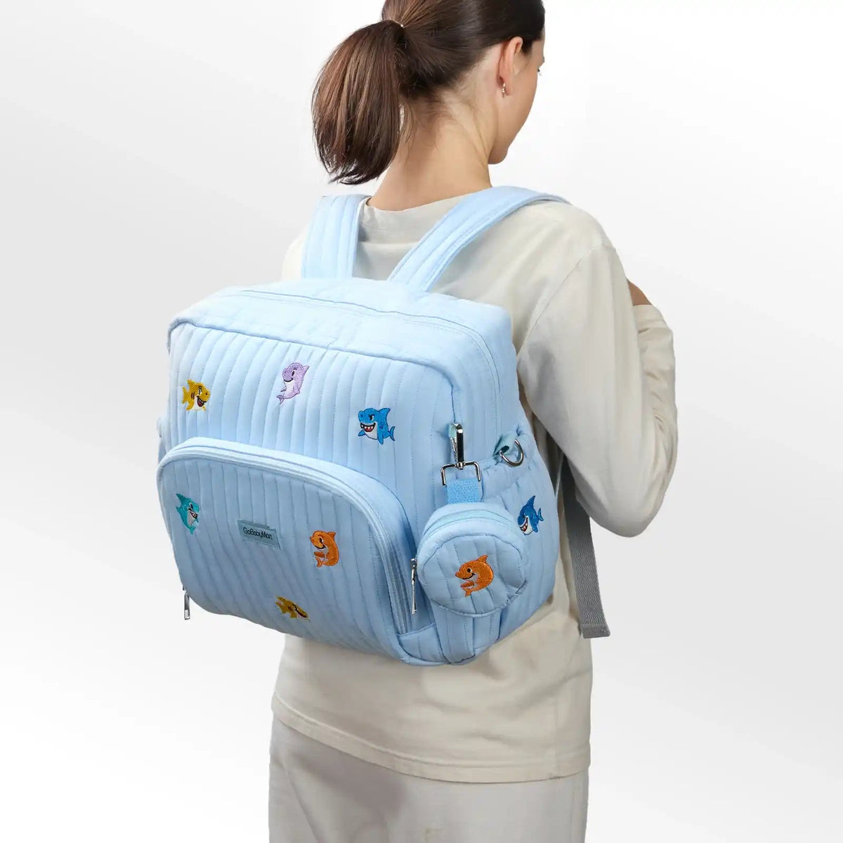 GoBabyMart Convertible Diaper Bag Backpack - GoBabyMart #Color_Blue - Sharks