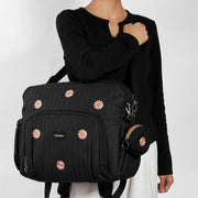 GoBabyMart Convertible Diaper Bag Backpack - GoBabyMart #Color_Black - Flowers