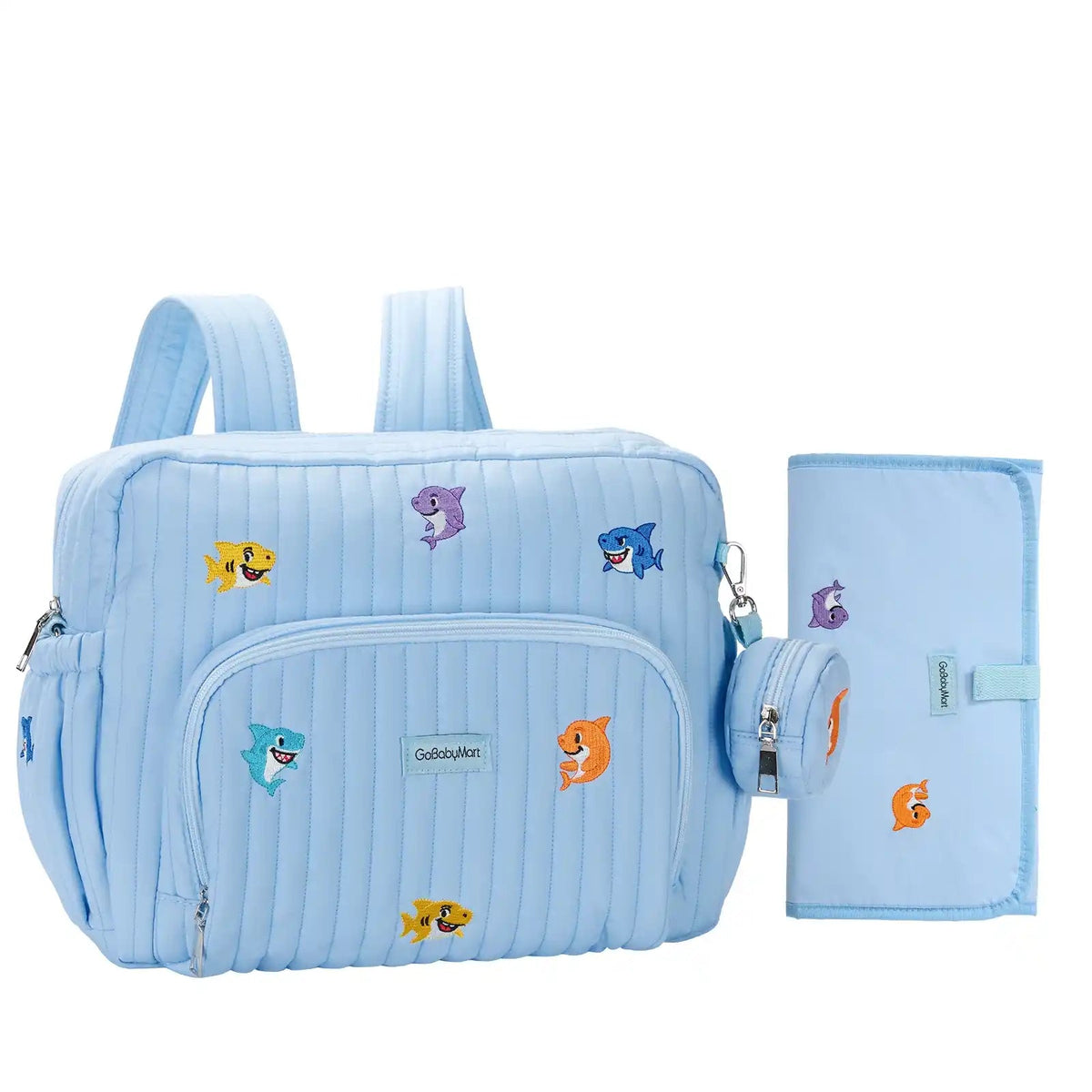 GoBabyMart Convertible Diaper Bag Backpack - GoBabyMart #Color_Blue - Sharks