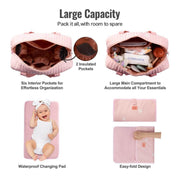 GoBabyMart Multifunctional Diaper Bag Tote - GoBabyMart #Color_Pink Flowers
