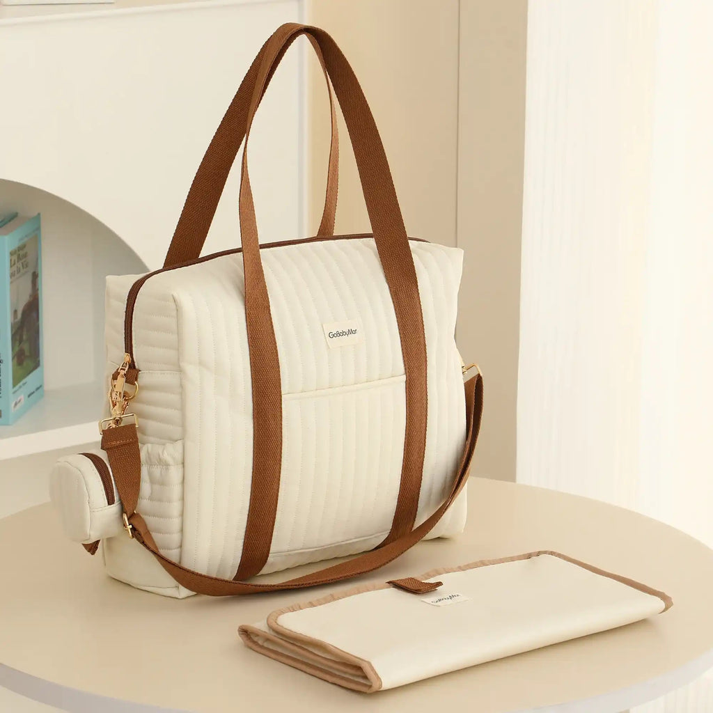 GoBabyMart Plain Quilted Diaper Bag Tote