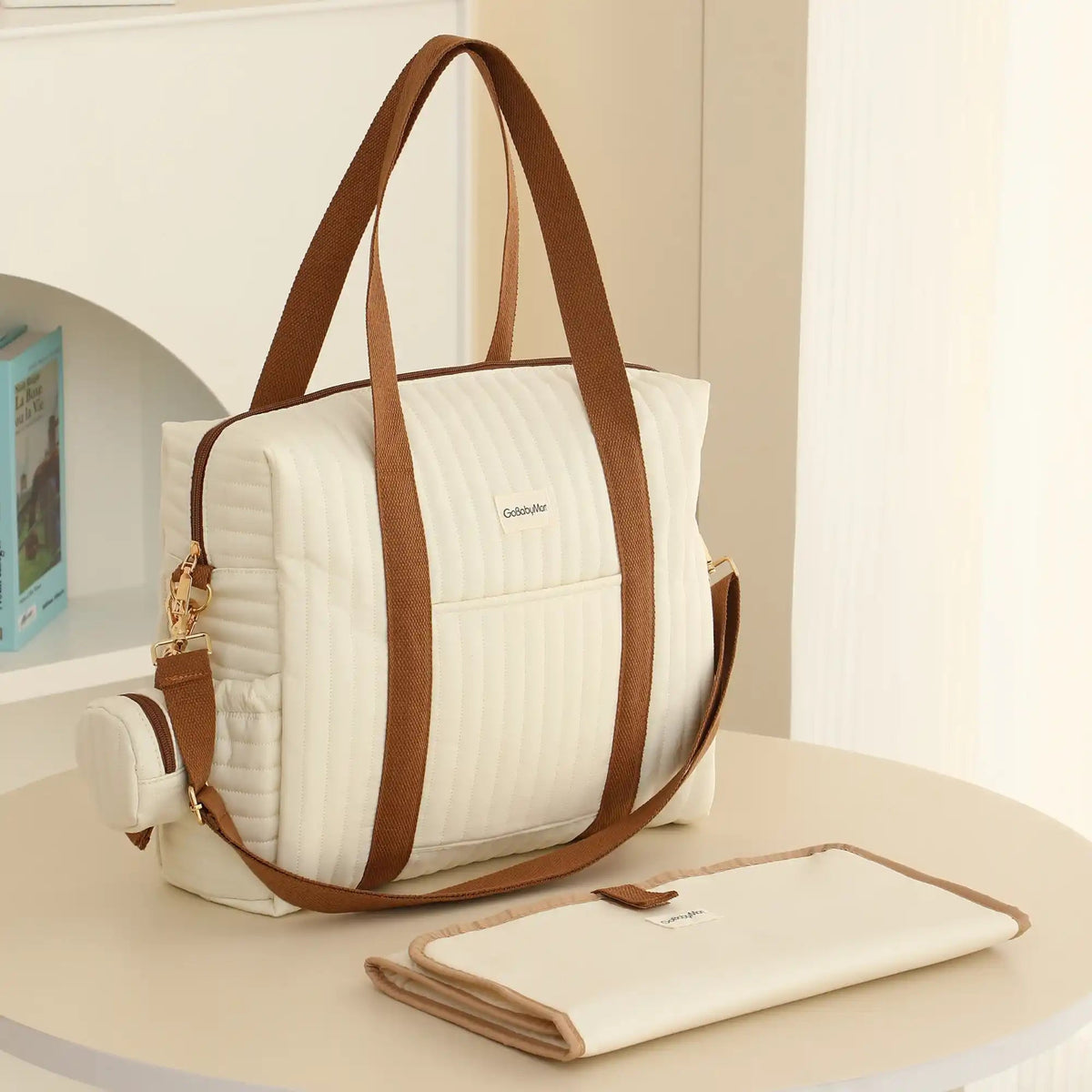 GoBabyMart Plain Quilted Diaper Bag Tote - GoBabyMart