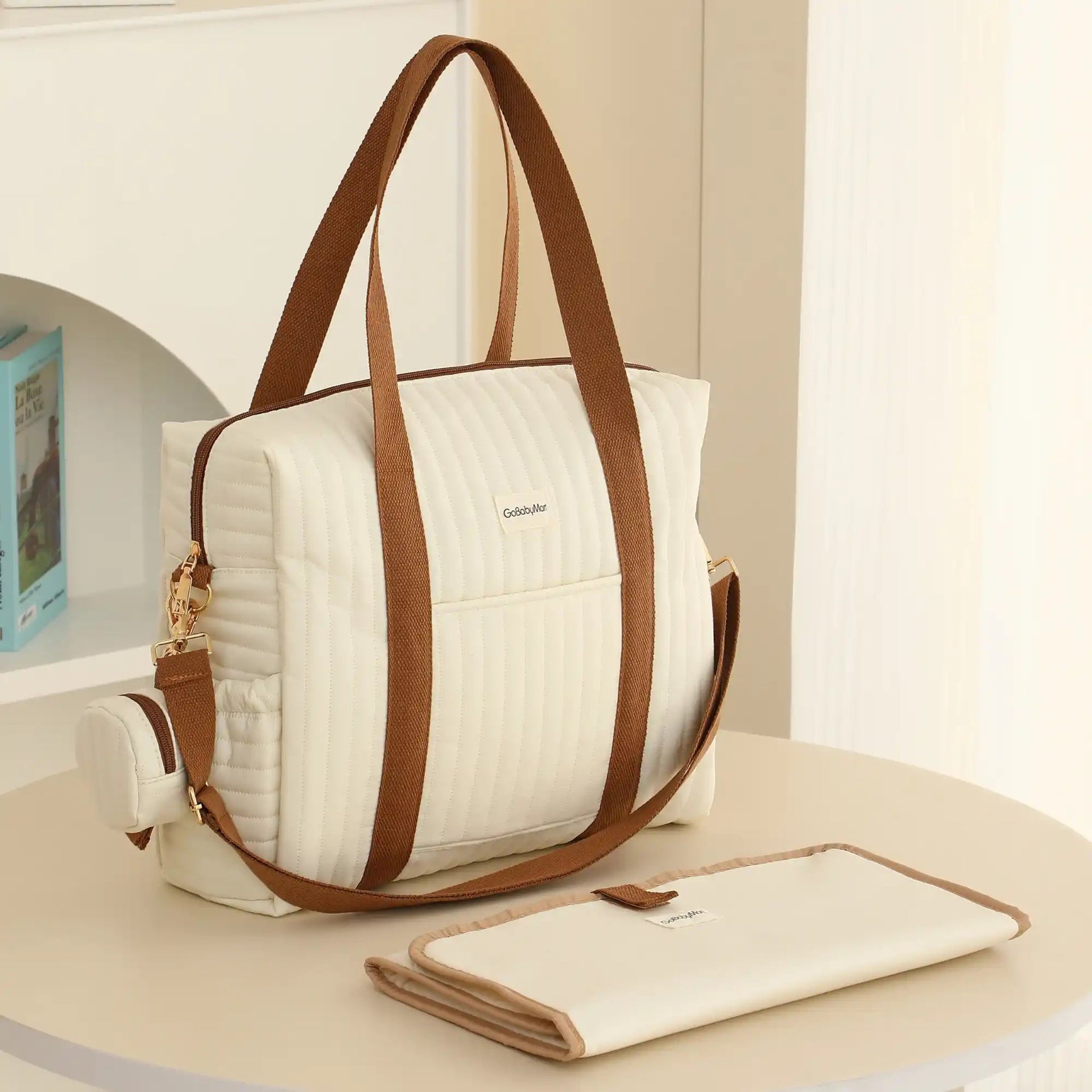 GoBabyMart Plain Quilted Diaper Bag Tote