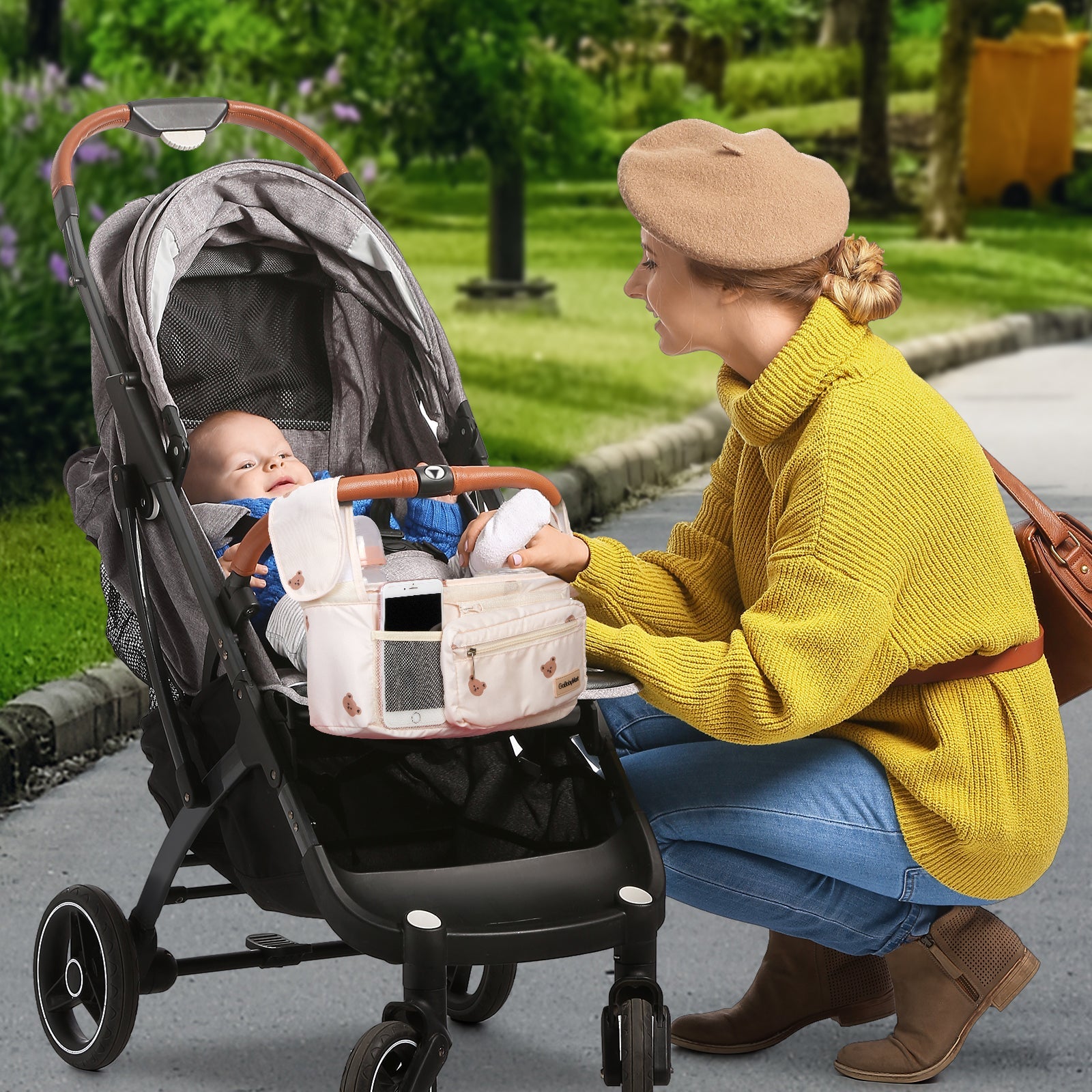 GOBABYMART Universal Stroller Organizer with Insulated Cup Holder & Detachable Bag - GoBabyMart