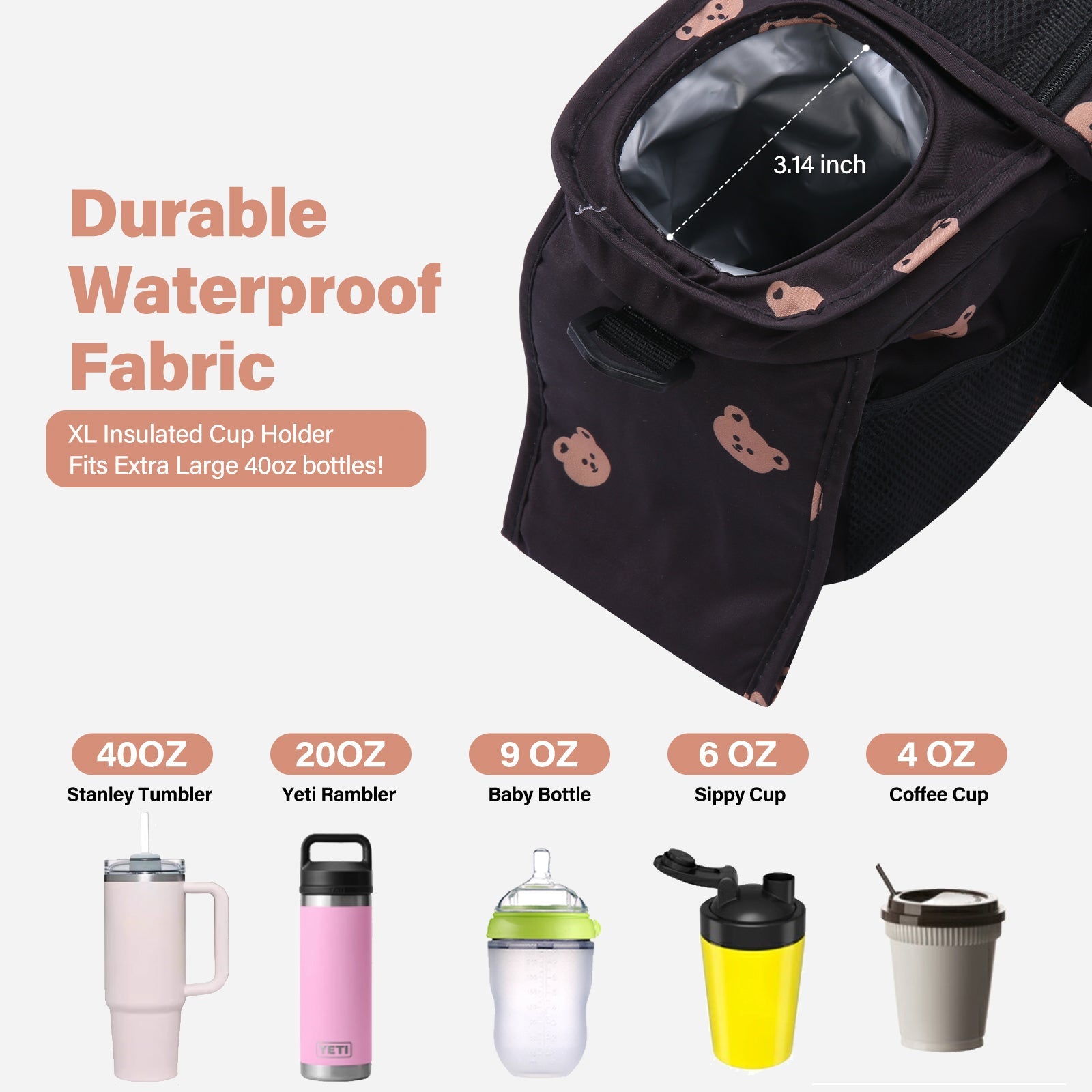 GOBABYMART Universal Stroller Organizer with Insulated Cup Holder & Detachable Bag - GoBabyMart